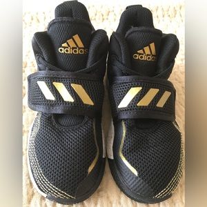 ADIDAS DEEP THREAT PRIMEBLUE BLACK/GOLD BIG KIDS SHOES SIZE 10
